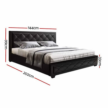 Artiss Bed Frame Double Size Gas Lift Black TIYO - 0