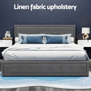 Artiss Tiyo Bed Frame Fabric Gas Lift Storage - Grey King-9