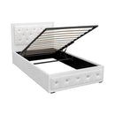 Artiss Tiyo Bed Frame PU Leather Gas Lift Storage - White King Single-2