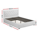 Artiss Bed Frame Queen Size Gas Lift White TIYO-4