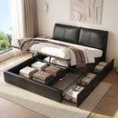 Artiss King Bed Frame Gas Lift Storage 3 Drawers Adjustable Headboard Platform Bed Black-10