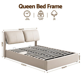 Artiss Queen Bed Frame Gas Lift Storage 3 Drawers Adjustable Headboard Platform Base - 0