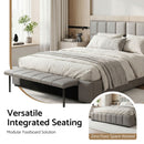 Artiss Queen Size Upholstered Gas Lift Bed Frame with Foldable Bench PVC Leather Platform Bed with Storage-6