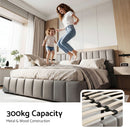 Artiss Queen Size Upholstered Gas Lift Bed Frame with Foldable Bench PVC Leather Platform Bed with Storage-7