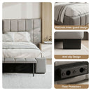 Artiss Queen Size Upholstered Gas Lift Bed Frame with Foldable Bench PVC Leather Platform Bed with Storage-9