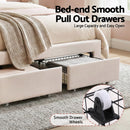 Artiss Double Bed Frame with 2 Storage Drawers Upholstered Velvet Platform Bed LED Headboard-6