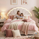 Artiss Double Bed Frame with 2 Storage Drawers Upholstered Velvet Platform Bed LED Headboard-8