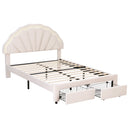 Artiss Double Bed Frame with 2 Storage Drawers Upholstered Velvet Platform Bed LED Headboard-9