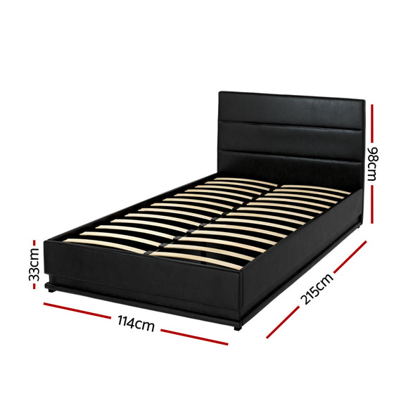 Artiss RGB LED Bed Frame King Single Size Gas Lift Base Storage Leather LUMI