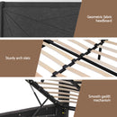 Artiss King Bed Frame Gas Lift Storage Bed with Charging Ports Upholstered Geometric Headboard Charcoal Grey-9