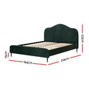Artiss Bed Frame Queen Size Velvet Dark Green OLAN-2