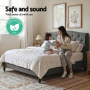 Artiss Double Bed Frame with Wingback Headboard Grey Linen Upholstered Platform Bed Base-5