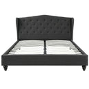 Artiss Queen Bed Frame Wingback Headboard Charcoal Grey Linen Upholstered Platform Bed Base-3