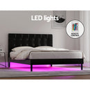 Artiss Bed Frame Double Size LED Black RAVI-5