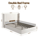 Artiss Double Bed Frame with Gaslift Storage USB Type-C Charging Ports Velvet Upholstery White-2