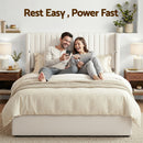 Artiss Double Bed Frame with Gaslift Storage USB Type-C Charging Ports Velvet Upholstery White-6