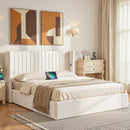 Artiss Queen Bed Frame with Gaslift Storage USB Type-C Charging Ports Velvet Upholstery White-1