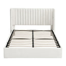 Artiss Queen Bed Frame with Gaslift Storage USB Type-C Charging Ports Velvet Upholstery White-3
