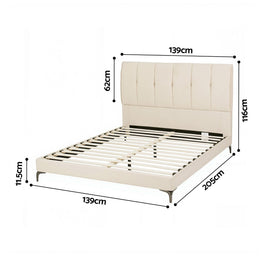 Artiss Double Bed Frame Upholstered Platform Bed with Tufted Headboard 300kg Support - 0