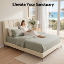 Artiss Double Bed Frame Upholstered Platform Bed with Tufted Headboard 300kg Support-8