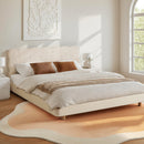 Artiss Double Bed Frame Cloud Headboard Boucle Fabric Mattress Platform Base White-7