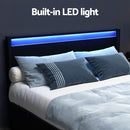 Artiss Bed Frame Queen Size LED with 4 Drawers Black DUNN-5