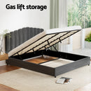 Artiss Bed Frame King Size Velvet Grey FION-4