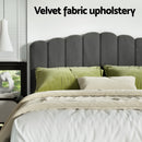 Artiss Bed Frame King Size Velvet Grey FION-5