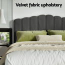 Artiss Bed Frame Queen Size Velvet Grey FION-5