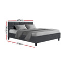 Artiss Tino Bed Frame Queen Size Charcoal Fabric-3