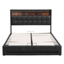 Artiss Queen Bed Frame with Gas Lift Storage LED Lights Charging Station Headboard with Open Shelf-3
