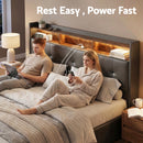 Artiss Queen Bed Frame with Gas Lift Storage LED Lights Charging Station Headboard with Open Shelf-4