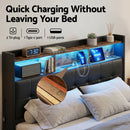 Artiss Queen Bed Frame with Gas Lift Storage LED Lights Charging Station Headboard with Open Shelf-7