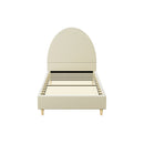 Artiss Bed Frame Single Size Velvet Cream ELLA-3