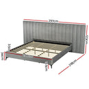 Artiss Bed Frame King Size Velvet Grey LOTT-2