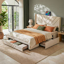 Artiss Queen Bed Frame with Charging Station and Storage Drawers Beige 300KG Noise Free-1
