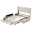 Artiss Queen Bed Frame with Charging Station and Storage Drawers Beige 300KG Noise Free-2