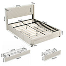 Artiss Queen Bed Frame with Charging Station and Storage Drawers Beige 300KG Noise Free-3