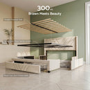 Artiss Queen Bed Frame with Charging Station and Storage Drawers Beige 300KG Noise Free-8