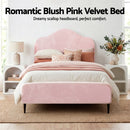 Artiss King Single Storage Bed Frame Velvet with Bedside Table Pink-5