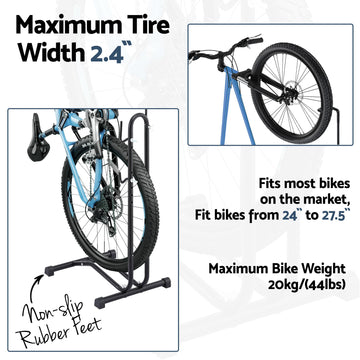 Weisshorn 4-in-1 Bike Parking Stand Vertical Floor Storage Rack for 24"-27.5" Bicycles, Adjustable Height Repair Maintenance Stand, Stable Indoor Garage Space Saver with Non-slip Rubber Feet - 0