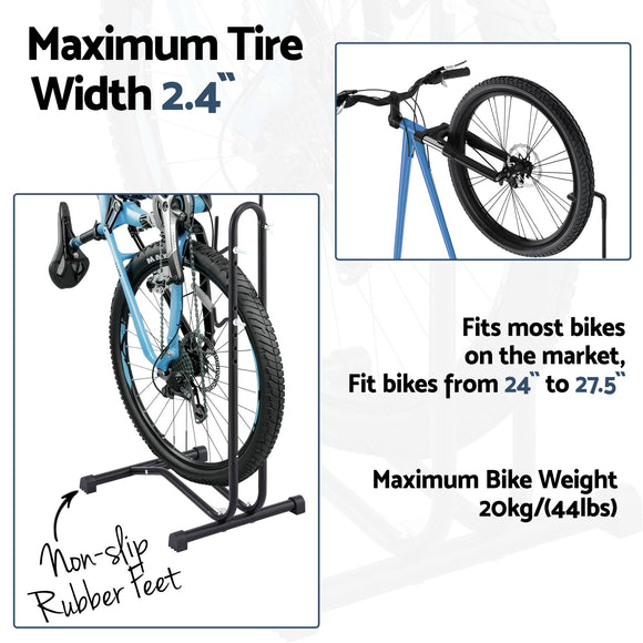 Weisshorn 4-in-1 Bike Parking Stand Vertical Floor Storage Rack for 24"-27.5" Bicycles, Adjustable Height Repair Maintenance Stand, Stable Indoor Garage Space Saver with Non-slip Rubber Feet