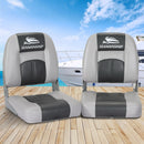 Seamanship 2X Folding Boat Seats Marine Swivel Low Back 10cm Padding Charcoal-7
