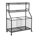 Everfit Sports Equipment Organizer Storage with Wheels Multi-Sport Garage Gym Black-1