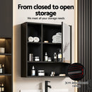 Cefito Bathroom Mirror Cabinet Mirrored Medicine Adjustable Shelf Wall Mounted 560mm Black-6