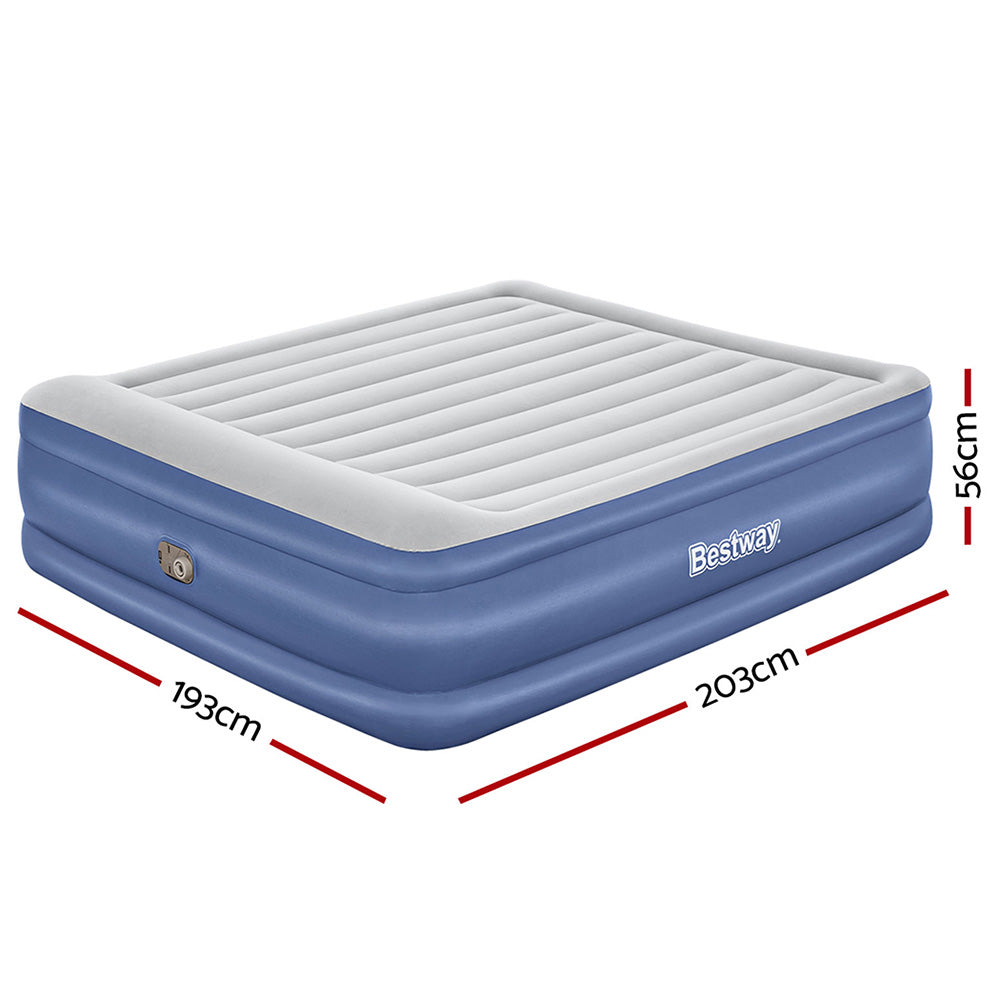 Bestway Air Mattress King Inflatable Bed 56cm Airbed Blue - 0