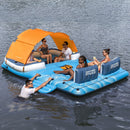 Bestway Pool Float Island Inflatable Lounge 6-person Raft Seat Canopy-7