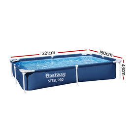 Bestway Swimming Pool 221x150x43cm Steel Frame Above Ground Pools 1200L - 0
