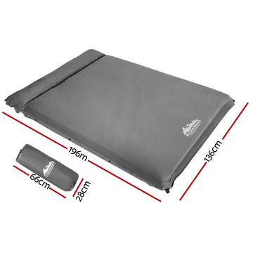 Weisshorn Self Inflating Mattress 10CM Camping Sleeping Mat Air Double Grey - 0