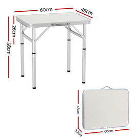 Weisshorn Folding Camping Table 60CM Adjustable Portable Outdoor Picnic Desk - 0
